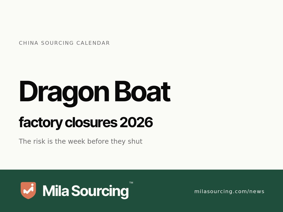 Dragon Boat Festival 2026 China factory closures from 19 to 21 June and the pre-holiday production rush risk for European importers